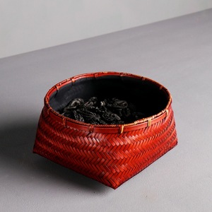 Bamboo Woven Round Charcoal Basket Retro Red Classic Style For Charcoal Stove Fireplace Accessories - Product Image 4