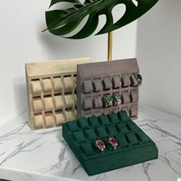 Boîte de rangement multifonction pour montres, 18 compartiments en bois et flanelle verte, présentoir à bijoux, étagère à pendentifs, vitrine, modèle L32