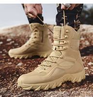 Botte Tactique Désert d'Entraînement pour Activités de Plein Air, en Caoutchouc et Cuir, Kaki et Noir, avec Logo Personnalisé