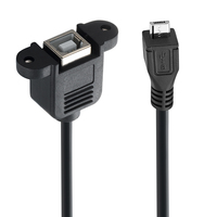 Cable de Extensión para Impresora Bochara de 30 cm, Micro USB 2.0 Macho a Tipo B Hembra, con Orificio para Montaje en Panel