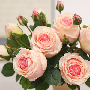 Xuan Ya <b>Rose</b> Artificial <b>Rose</b> Bouquet <b>Light</b> Pink High Simulation Plastic Silk Flowers For Home Wedding Decoration - Product Image 4