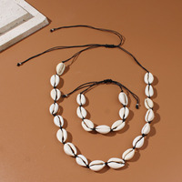 Collier ras du cou en coquillages Puka faits à la main pour l'été à Hawaï, accessoires de mode océaniques, ensembles de bracelets en coquillages tressés de plage et coquillages cauris