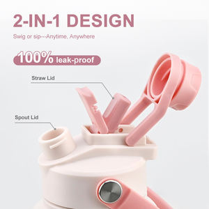 Draagbare 18oz geïsoleerde drinkfles voor kinderen met handvat, dubbele deksel, roestvrijstalen vacuümfles voor school, buitensporten, cadeau - Product Image 2