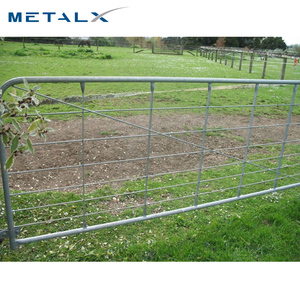 Diseños de Puertas de Hierro Forjado Galvanizado Verde de 14 pies a Precio Económico para Granja, Puerta de Granja de 5 Barras con Bisagras - Product Image 6