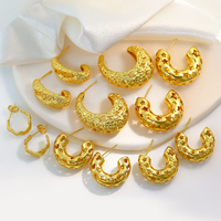Boucles d'oreilles géométriques tendance, bijoux en or 18 carats, forme creuse en C, étoile, cœur, pour femmes