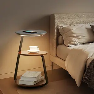 Wood Metal Marble Wireless Charging Floor Lamp Home Decor Simple Design Living Room Shelf Coffee Table Modern Led Floor Lamp