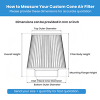Filtre à air conique universel lavable haute performance compatible avec les filtres à air froid de type K&N, taille personnalisée