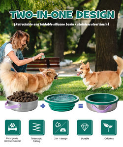 ชามอาหารสุนัขดีไซน์ใหม่เอนกประสงค์ 2 in 1 ชามสแตนเลสสำหรับสัตว์เลี้ยง ชามอาหารสุนัขพร้อมชามน้ำแบบถอดได้ - Product Image 5