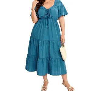 Wholesale Dress Women Casual Comfortable Polyester Plus XL 5XL Adult Dresses