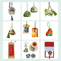 Sachet et pendentif tissés en feuille de pamplemousse rouge, porte-bonheur et contre le mauvais œil, ornements suspendus en tissu polyester pour voiture et sac, vente en gros personnalisée