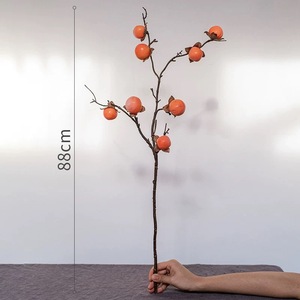 Rama de Caqui Artificial Xinyuan con 8 Frutos y Flores de Seda Escarchada para Decoración de Bodas - Product Image 5