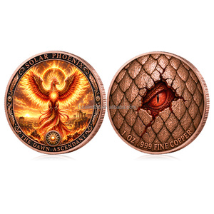 Pièces de monnaie de collection Myth Dragon Phoenix, en cuivre antique, imprimées en 3D UV, souvenir en métal, pièce de monnaie en cuivre pur de 1 oz - Product Image 5