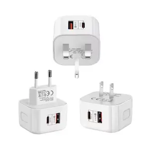 US/EU/UK PD Chargeur rapide 20W A + C Chargeur mural USB C Adaptateur secteur pour téléphone portable