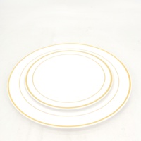 Assiette ronde en plastique blanc 6pcs 7.5 \ "Plats et assiettes élégants à bord doré