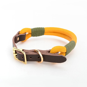 SinSky, venta al por mayor, collares de perro de sarga de nailon, collar de perro con hebilla de Metal dorado de lujo ajustable, conjunto de Collar y correa para mascotas - Product Image 4