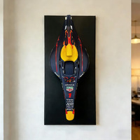 Modèle de sculpture de cadre de voiture de course F1 en fibre de verre personnalisée, design d'art moderne, décoration murale intérieure, sculpture d'exposition