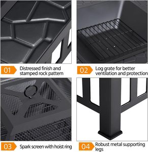 34 inch đốt gỗ Gói phẳng không khói hồ bơi kim tự tháp hố lửa bảng ngoài trời hố lửa vuông bếp Thép bàn hố lửa - Product Image 4