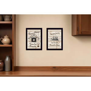 HMS Set di due stampe nere incorniciate 'viaggio dell'amicizia 2 'elegante cucina Wall Art - Product Image 1