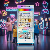 Machine à griffes d'arcade à monnayeur avec accepteur de billets, lumières clignotantes, construction métallique, support anglais 1 an pour centres de jeux