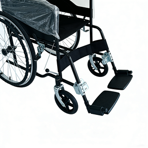 Silla de Ruedas Manual Plegable Ligera PIN GUAN PG-2, Marco de Metal, Asiento de Cuero, Llantas Sólidas de 8/24 Pulgadas, para Personas con Discapacidad, Posición de Pie <span class=keywords><strong>y</strong></span> Acostado - Product Image 6