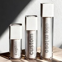 Flacons pompe sans air en plastique transparent givré de 15 ml, 30 ml et 50 ml pour cosmétiques, lotions et sérums, avec logo