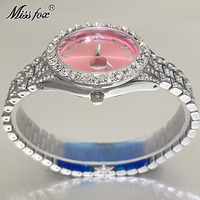 Montre-bracelet pour femme avec cristaux CZ, chiffres romains, cadran soleil, lunette en cristal, bracelet, date Cyclops, multi-options, style habillé