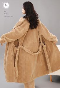 Pabrik grosir ukuran besar timbul bergaris jubah panjang menebal mantel mandi hangat mode mewah kasual musim gugur musim dingin pakaian rumah - Product Image 5