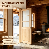 Solid Knotty Pine Wood Interior Lattice Door Unpainted Timber Door for Lodge Inner Room Use