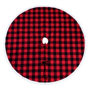 Ourwarm-Falda redonda de algodón para árbol, falda a cuadros de Búfalo, navidad - Product Image 3