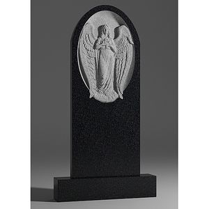 Granito negro Grabado con láser Retrato Lápida Estilo europeo Monumento al aire libre Diseño funerario - Product Image 2