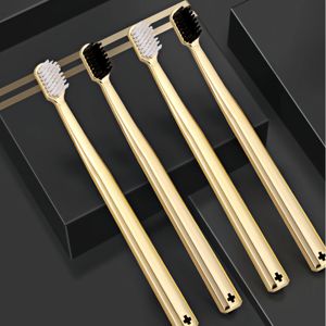 2025 nuevo cepillo de dientes suave de cerdas PBT chapado en oro de gama alta embalaje independiente Material PP uso doméstico para adultos OEM - Product Image 1