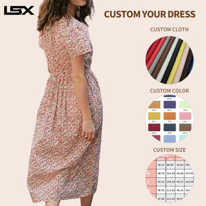 Robes personnalisées pour femmes, décontractées, amples, à taille haute élastique, longues, style coréen, imprimées florales, à épaule unique, pour l'été - Product Image 2