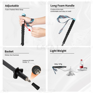 Bâtons de randonnée légers en fibre de <span class=keywords><strong>carbone</strong></span> XATP OEM avec sangle de poignet réglable et bouton de verrouillage - Product Image 5