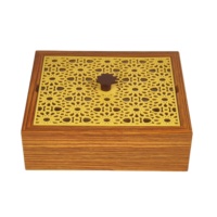 Boîte à chocolat personnalisée en bois plaqué zèbre avec couvercle découpé au laser, doublure en velours pour le festival du Ramadan, fruits secs et cadeaux sucrés