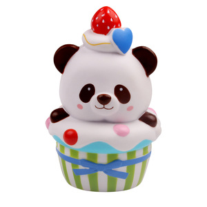 Cute <b>Panda</b> Cupcake Soft <b>Toy</b> Plastic Promotional Gift With Logo Printing - Product Image 1