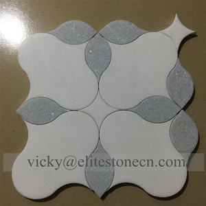 Fleur <span class=keywords><strong>de</strong></span> marguerite élégante en verre doré poli avec Thassos marbre blanc cuisine dosseret salle <span class=keywords><strong>de</strong></span> bain mur marbre pierre mosaïque carrelage - Product Image 2