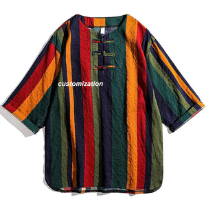 Camicie da <span class=keywords><strong>uomo</strong></span> alla moda di alta qualità colletto sottile traspirante appeso sfumato di <span class=keywords><strong>lino</strong></span> estivo autunno camicie da <span class=keywords><strong>uomo</strong></span> Top - Product Image 4