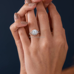 GRA certificado D Color <span class=keywords><strong>Moissanite</strong></span> 2 filas halo anillo 925 plata esterlina rodio plateado <span class=keywords><strong>1</strong></span> 2 <span class=keywords><strong>Ct</strong></span> mujeres compromiso boda joyería fina - Product Image 3