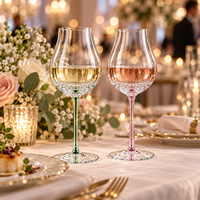 Verre à vin en gros à tige colorée, rose et vert, en verre taillé, gobelet à vin à longue tige pour mariage, banquet, hôtel, restaurant, bar, fête