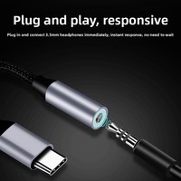 Adaptateur de casque Type-C, câble audio numérique 3,5 mm, USB C vers 3,5 mm, convertisseur de musique et d'appels pour téléphones mobiles, tablettes, ordinateurs portables