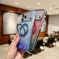 Étui de téléphone en acrylique de luxe translucide dégradé avec support magnétique rotatif pour iPhone 18 17 16 Pro Max