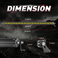 Barre lumineuse LED automobile 12V à faisceau droit de 32 pouces à une seule rangée pour grille de pick-up pleine grandeur