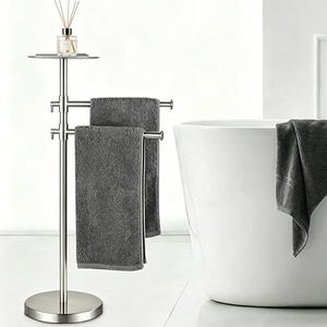 Portasciugamani Autoportante in Acciaio Inox 304 con Mensola, Finitura Nichel Spazzolato, Base Pesante e Robusta, Ecologico, per Hotel - Product Image 5