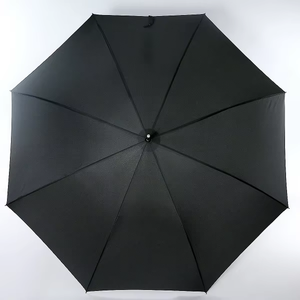 Parapluie droit classique noir imperméable de 23 pouces, 8 baleines, semi-automatique, pour cadeaux d'affaires, en tissu pongé 190T, avec poignée en caoutchouc - Product Image 4