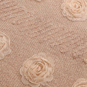 Warm Soft Stretch 240gsm Polyester Rayon Spandex Flower Rose Knit Embroidery <strong>Hacci</strong> Sweater <strong>Fabric</strong> - Product Image 5