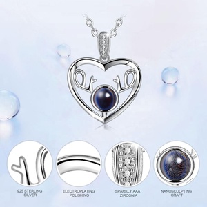 925 de Plata de Ley 100 idiomas que <span class=keywords><strong>te</strong></span> amo de asta de ciervo collar - Product Image 3