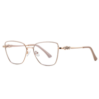 MS 85042 Nouvelles lunettes anti-lumière bleue en métal pour femmes, décorées de strass, branches fines et élégantes, design unique