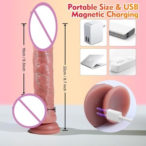 Dildo Silikon Realistis dengan Getaran, Stimulasi Titik G, Dildo Teleskopik Bergetar dan Berpemanas, Mainan Seks Dewasa untuk Wanita - Product Image 4