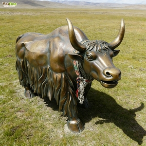 Estatua de Yak Salvaje de Bronce, Escultura Animal, Decoración Artística Tibetana de Yak, Fundición de Bronce Hecha a Mano, Decoración para Jardín Exterior - Product Image 2