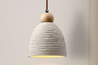 Lampe suspendue en ciment de haute qualité au style créatif Wabi-sabi, luminaire en bois et crème pour séjour, salon de thé, chambre à coucher